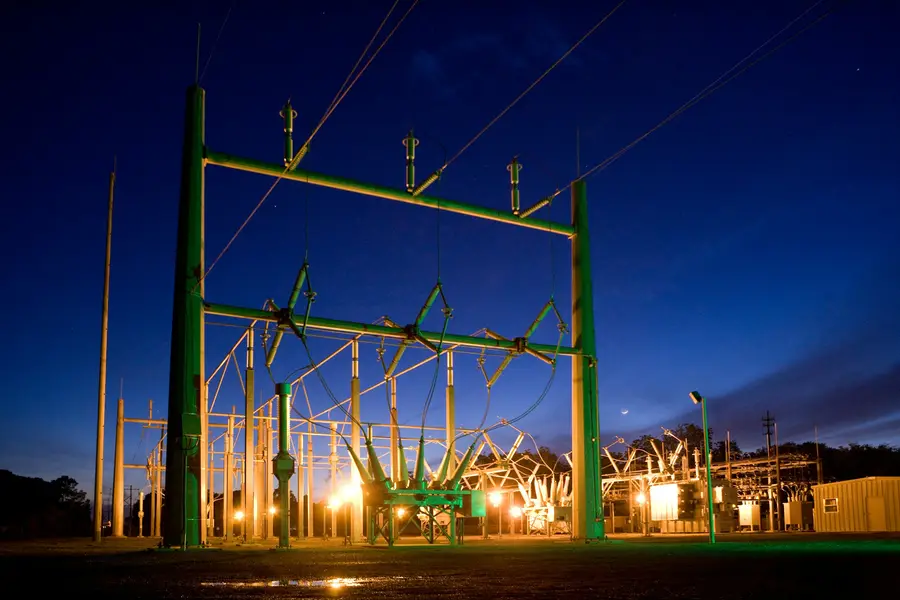 Illuminated electrical substation and high-voltage equipment